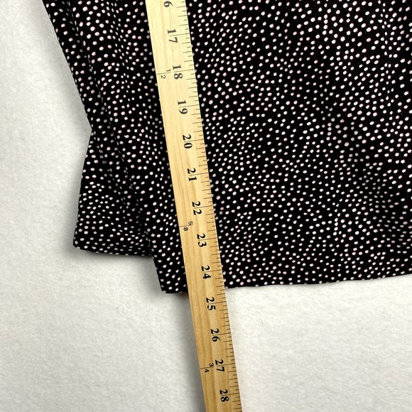 Express Sz M Women's Black Polka Dot Printed Top with Tie on Back Short Sleeve - Picture 5 of 8